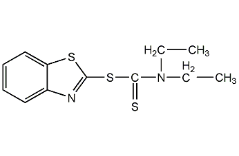 二乙基二硫代氨基甲酸-2-并噻唑酯结构式